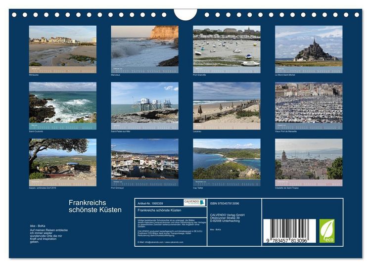 Produktbild: Frankreichs sch&ouml;nste K&uuml;sten (Wandkalender 2026 DIN A4 quer), CALVENDO Monatskalender