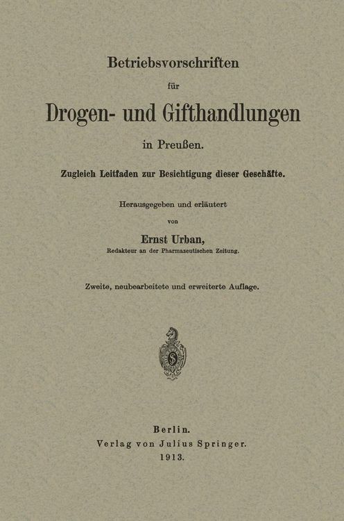 Produktbild: Betriebsvorschriften f&uuml;r Drogen- und Gifthandlungen in Preu&szlig;en