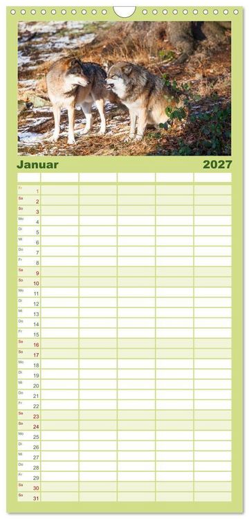 Produktbild: Familienplaner 2027 - Tierkalender 2027 mit 5 Spalten (Wandkalender, 21 x 45 cm) CALVENDO