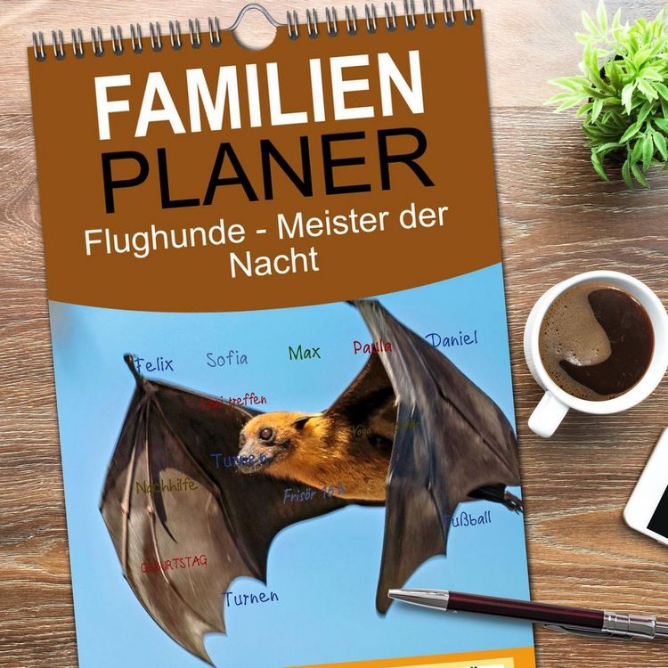 Produktbild: Familienplaner 2026 - Flughunde - Meister der Nacht mit 5 Spalten (Wandkalender, 21 x 45 cm) CALVENDO