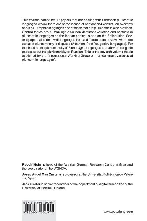 Produktbild: European Pluricentric Languages in Contact and Conflict