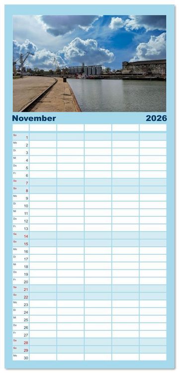 Produktbild: Familienplaner 2026 - Die sch&ouml;ne blaue Donau mit 5 Spalten (Wandkalender, 21 x 45 cm) CALVENDO