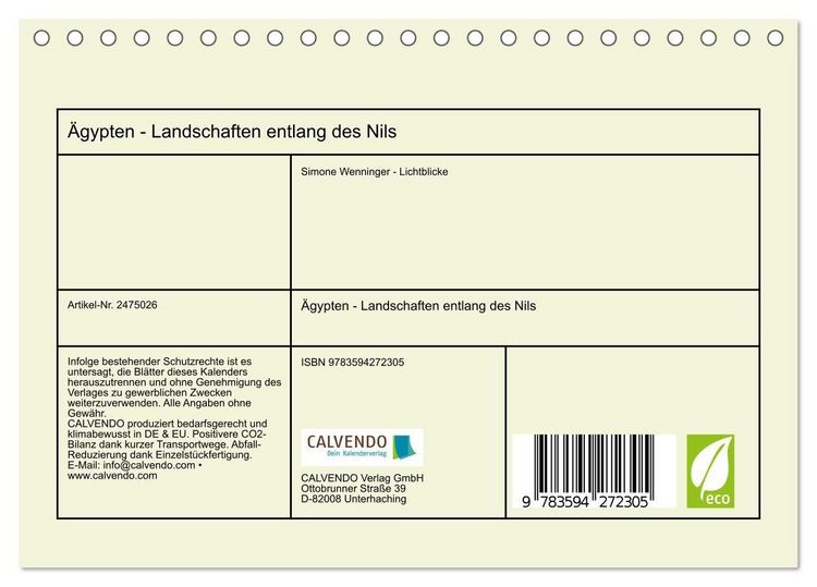 Produktbild: &Auml;gypten - Landschaften entlang des Nils (Tischkalender 2027 DIN A5 quer), CALVENDO Monatskalender