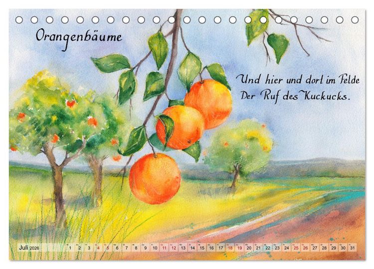 Produktbild: Aquarelle und Haiku von Basho (Tischkalender 2026 DIN A5 quer), CALVENDO Monatskalender