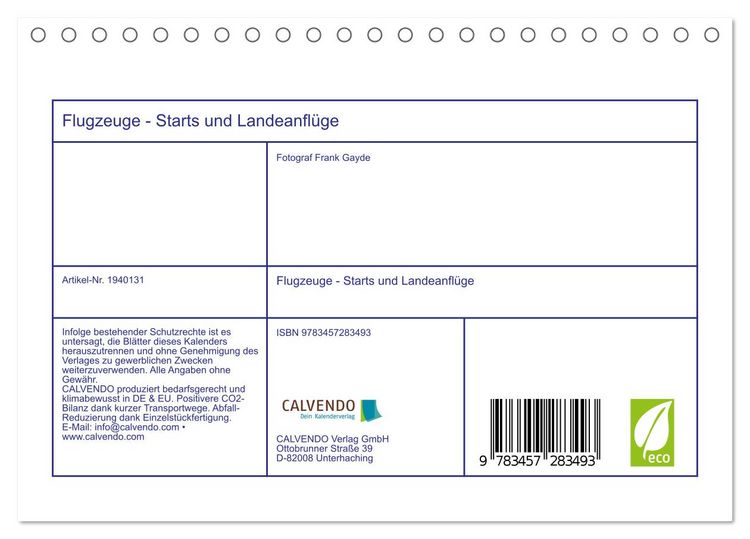 Produktbild: Flugzeuge - Starts und Landeanfl&uuml;ge (Tischkalender 2026 DIN A5 quer), CALVENDO Monatskalender