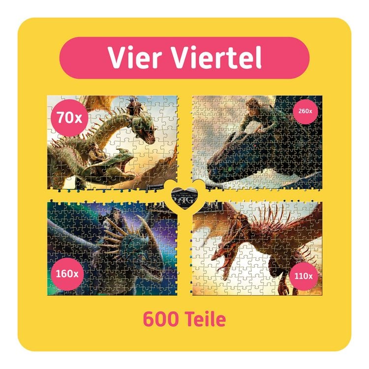 Produktbild: TEAMPUZZLE &ndash; Drachenz&auml;hmen leicht gemacht &ndash; 600 Teile &ndash; Puzzle mit gro&szlig;en & kleinen Teilen