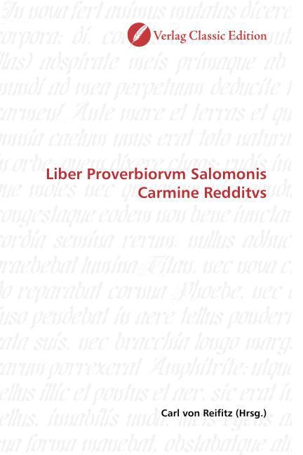Produktbild: Liber Proverbiorvm Salomonis Carmine Redditvs