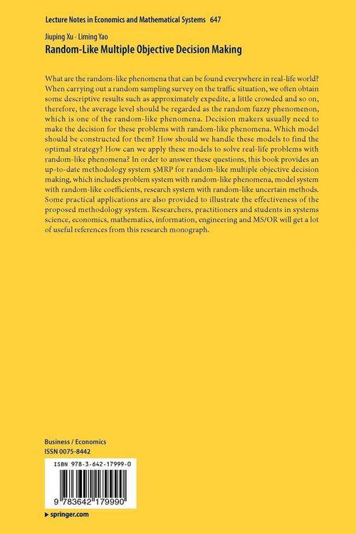 Produktbild: Random-Like Multiple Objective Decision Making