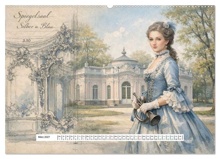 Produktbild: Rokoko Weltreise (hochwertiger Premium Wandkalender 2027 DIN A2 quer), Kunstdruck in Hochglanz