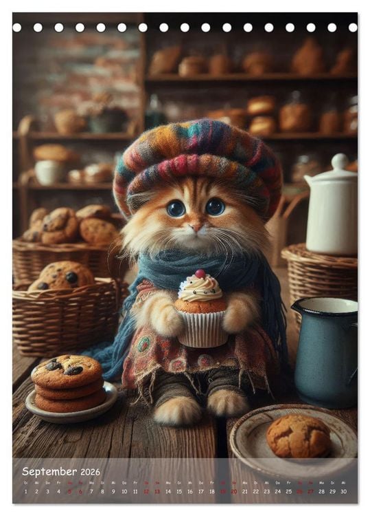 Produktbild: Katzen im Boho-Look - Ein Jahr voller Vielfalt und Charme mit niedlichen Samtpfoten (Tischkalender 2026 DIN A5 hoch), CALVENDO Monatskalender