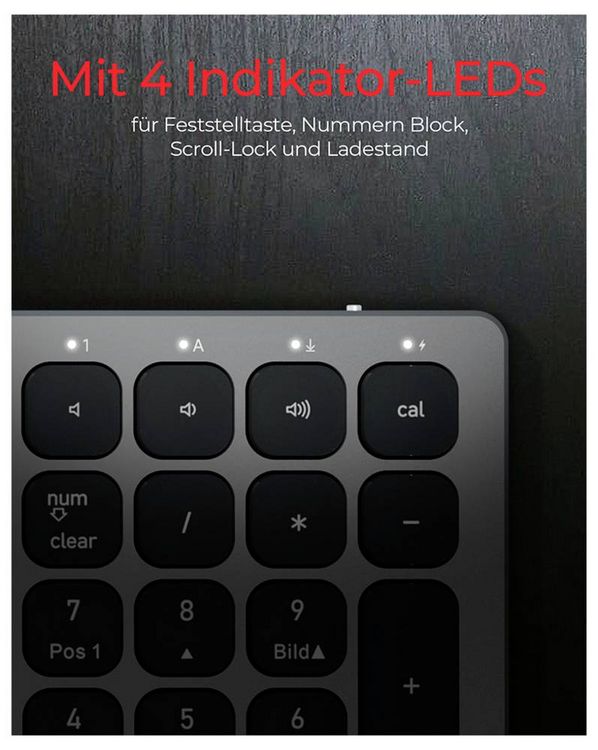 Produktbild: RAIDSONIC Full-Size Aluminium Tastatur, Bluetooth & RF, f&uuml;r Win & macOS