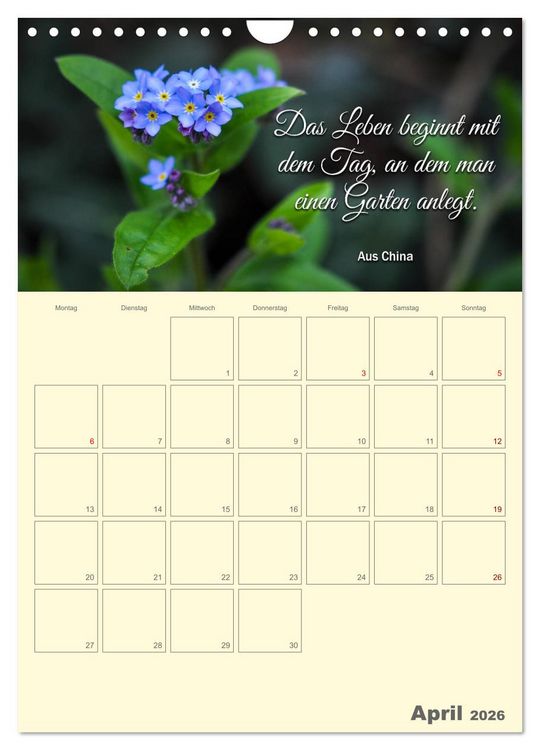 Produktbild: Gartenliebe (Wandkalender 2026 DIN A4 hoch), CALVENDO Monatskalender