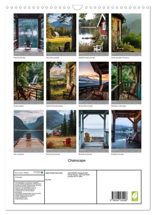 Produktbild: Chairscape (Wall Calendar 2026 DIN A3 portrait), CALVENDO 12 Month Wall Calendar
