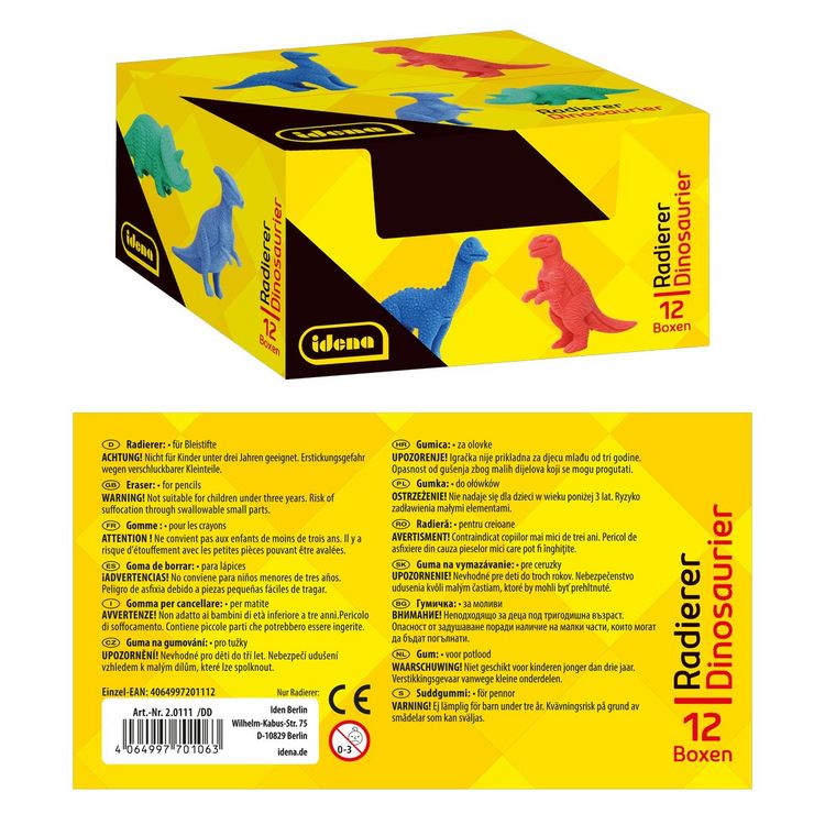 Produktbild: Idena Radierer Dinosaurier 4 St&uuml;ck Box