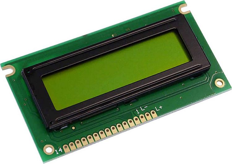 Produktbild: Display Elektronik LCD-Display Gelb-Gr&uuml;n 16 x 2 Pixel (B x H x T) 84 x 44 x 6.5 mm DEM16217SYH