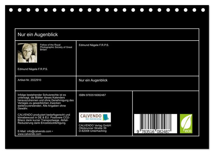 Produktbild: Nur ein Augenblick (Tischkalender 2026 DIN A5 quer), CALVENDO Monatskalender
