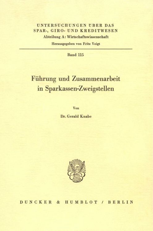 Produktbild: F&uuml;hrung und Zusammenarbeit in Sparkassen-Zweigstellen.