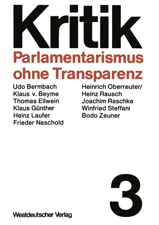 Produktbild: Parlamentarismus ohne Transparenz