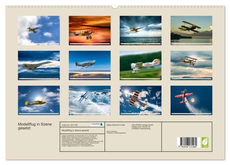 Produktbild: Modellflug in Szene gesetzt (hochwertiger Premium Wandkalender 2026 DIN A2 quer), Kunstdruck in Hochglanz