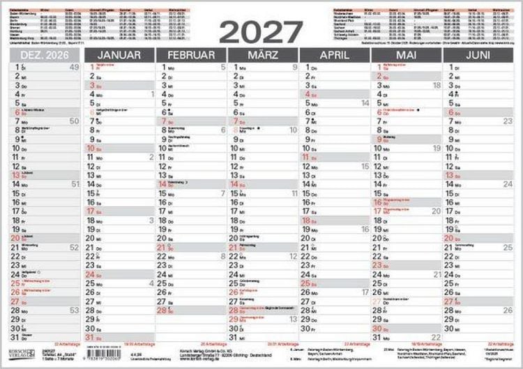 Produktbild: Tafelkalender A4 "Stabil" 2027