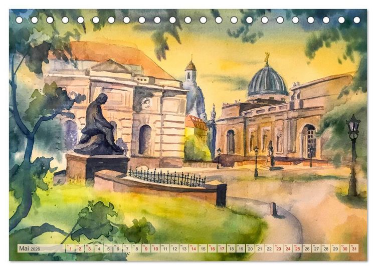 Produktbild: Dresden und das Elbtal - Ein Aquarellkalender von Claudia Pinkau (Tischkalender 2026 DIN A5 quer), CALVENDO Monatskalender