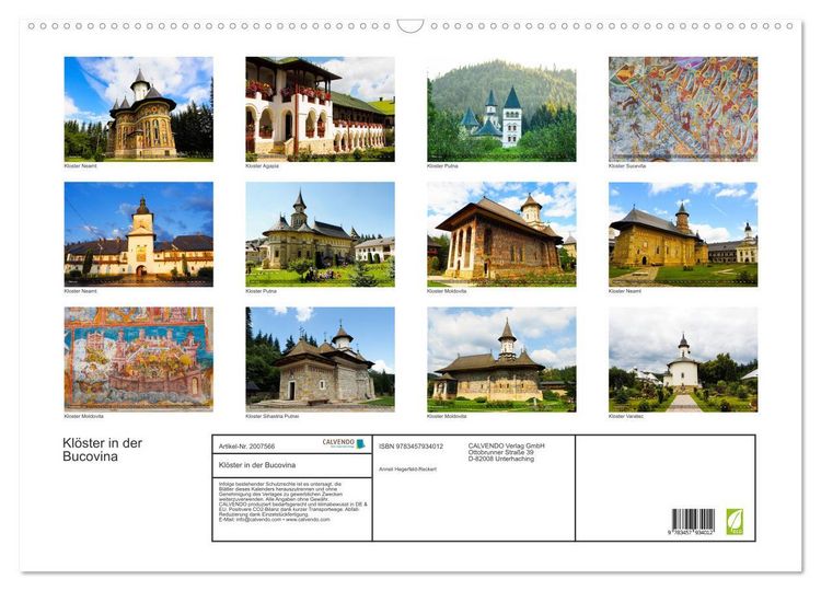 Produktbild: Kl&ouml;ster in der Bucovina (Wandkalender 2026 DIN A2 quer), CALVENDO Monatskalender