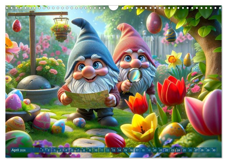 Produktbild: Jahreszeiten im Zwergenreich: Ein Gartenabenteuer (Wandkalender 2026 DIN A3 quer), CALVENDO Monatskalender