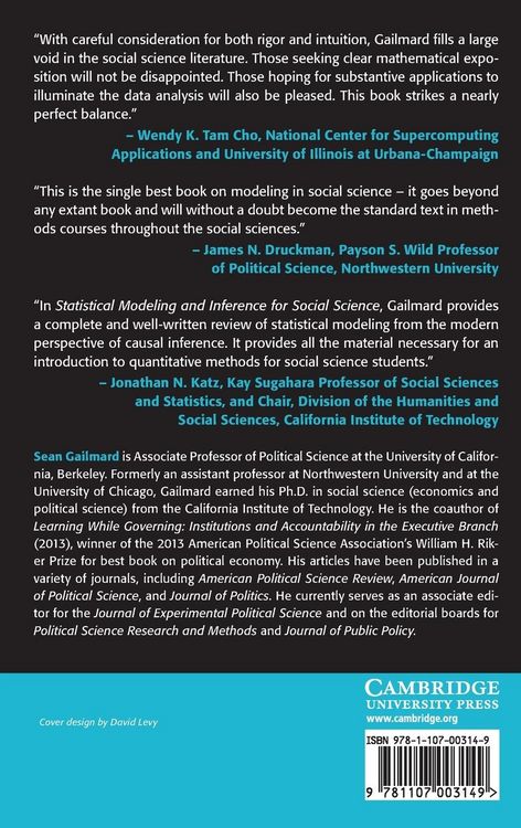 Produktbild: Statistical Modeling and Inference for Social Science