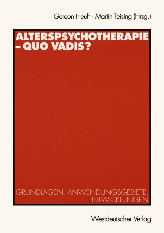 Produktbild: Alterspsychotherapie &mdash; Quo vadis?
