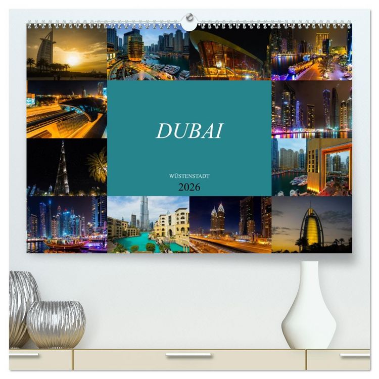Produktbild: Dubai W&uuml;stenstadt (hochwertiger Premium Wandkalender 2026 DIN A2 quer), Kunstdruck in Hochglanz