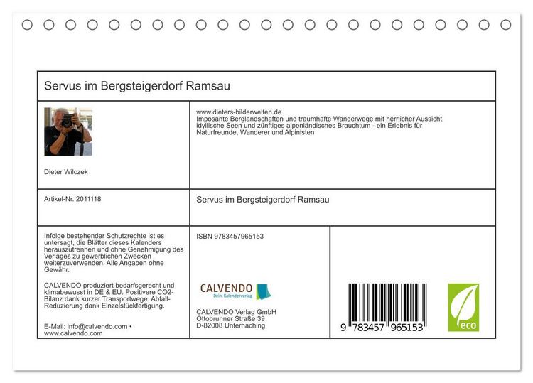 Produktbild: Servus im Bergsteigerdorf Ramsau (Tischkalender 2026 DIN A5 quer), CALVENDO Monatskalender
