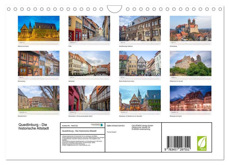 Produktbild: Quedlinburg - Die historische Altstadt (Wandkalender 2026 DIN A4 quer), CALVENDO Monatskalender