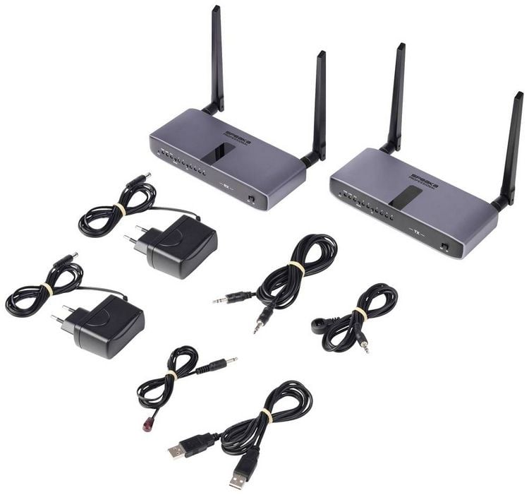 Produktbild: SpeaKa Professional SP-HWE-800 HDMI-Funk&uuml;bertragung (Set) 150 m 5 GHz 1920 x 1080 Pixel Sichere Funk&uuml;bertragung, durchgeschleifter HDMI-Ausgang
