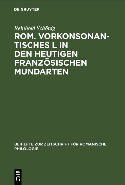 Produktbild: Rom. vorkonsonantisches L in den heutigen franz&ouml;sischen Mundarten