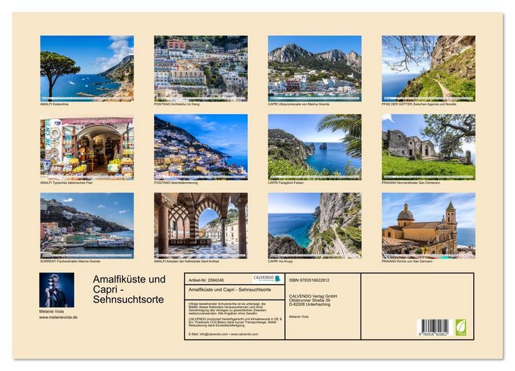Produktbild: Amalfik&uuml;ste und Capri - Sehnsuchtsorte (Wandkalender 2026 DIN A2 quer), CALVENDO Monatskalender