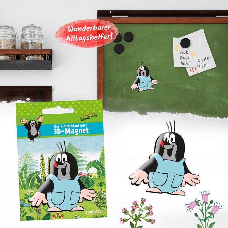 Produktbild: Tr&ouml;tsch Der kleine Maulwurf 3D Magnet mit blauer Hose