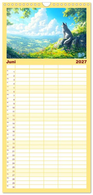Produktbild: Familienplaner 2027 - Willkommen im Wunderwald. Zauberhafte Abenteuer mit tierischen Freunden mit 5 Spalten (Wandkalender, 21 x 45 cm) CALVENDO