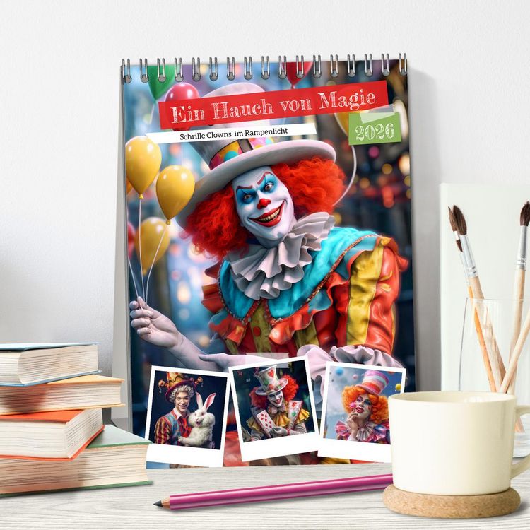 Produktbild: Ein Hauch von Magie - Schrille Clowns im Rampenlicht (Tischkalender 2026 DIN A5 hoch), CALVENDO Monatskalender