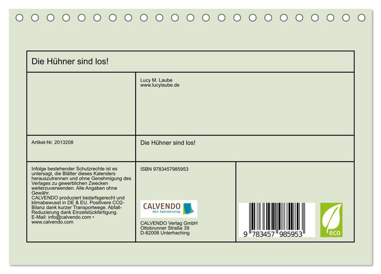 Produktbild: Die H&uuml;hner sind los! (Tischkalender 2026 DIN A5 quer), CALVENDO Monatskalender