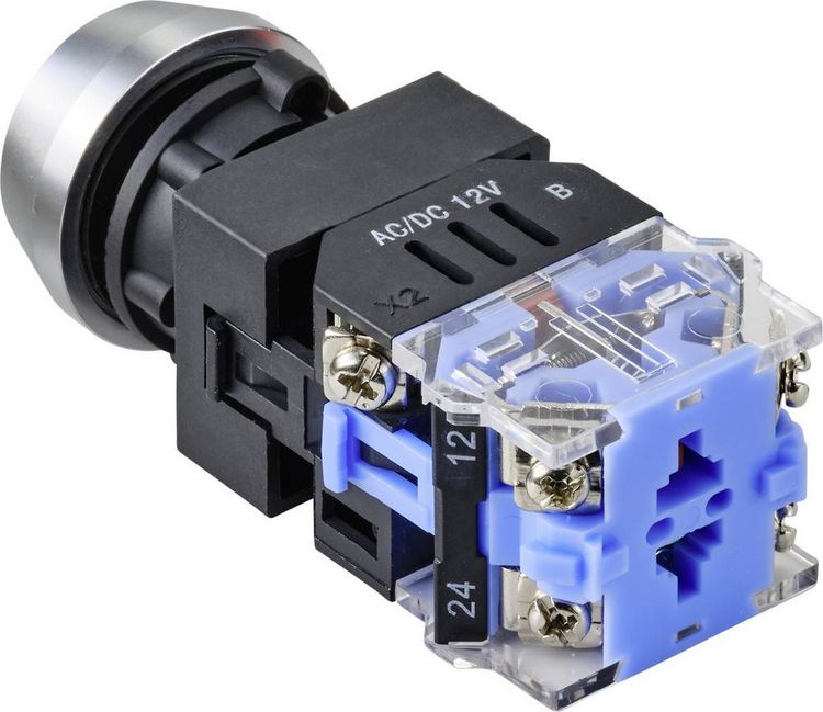 Produktbild: TRU COMPONENTS TC-9428152 LAS0-L-11ZEB/B/12V Druckschalter 250 V 5 A 1 x Aus/Ein rastend Blau IP40 1 St.