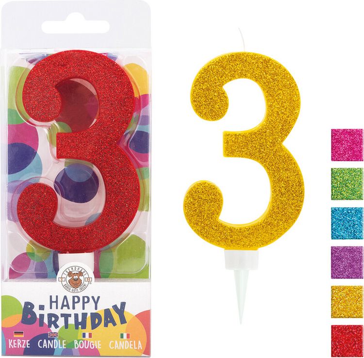 Produktbild: TRENDHAUS&reg; Zahlenkerzen Birthday Fun Glitter Maxi, 3