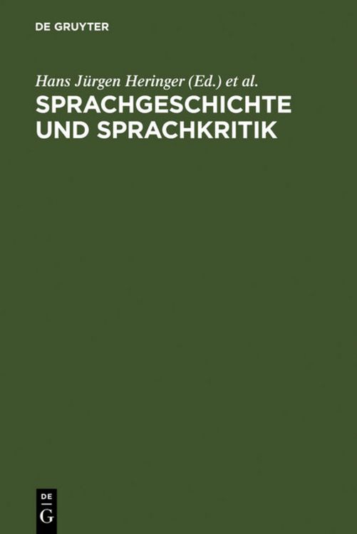 Produktbild: Sprachgeschichte und Sprachkritik
