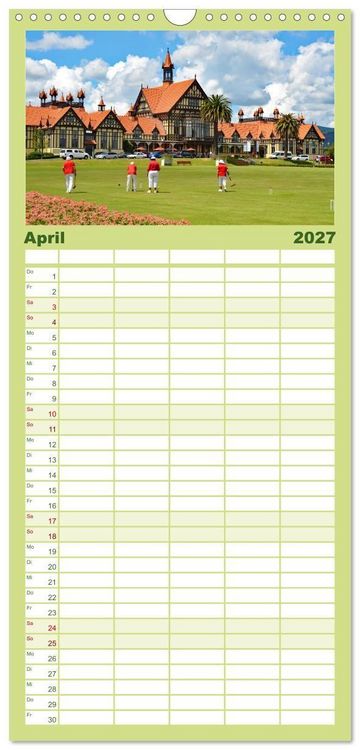 Produktbild: Familienplaner 2027 - Neuseeland - Land der Kontraste mit 5 Spalten (Wandkalender, 21 x 45 cm) CALVENDO