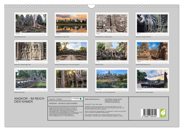 Produktbild: ANGKOR - IM REICH DER KHMER (Wandkalender 2026 DIN A3 quer), CALVENDO Monatskalender