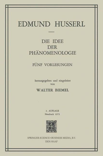 Produktbild: Die Idee der Ph&auml;nomenologie