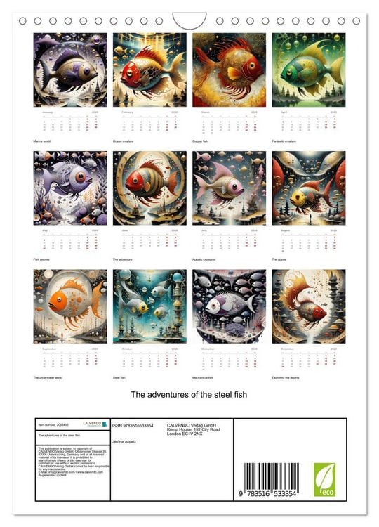 Produktbild: The adventures of the steel fish (Wall Calendar 2026 DIN A4 portrait), CALVENDO 12 Month Wall Calendar