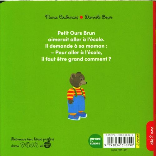 Produktbild: Petit Ours Brun veut aller &agrave; l'&eacute;cole