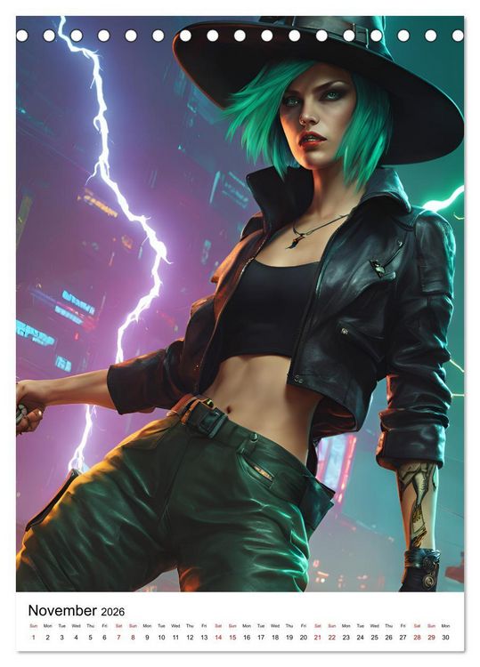 Produktbild: The Witches of Cyberpunk City (Desk Calendar 2026 DIN A5 portrait), CALVENDO 12 Month DeskCalendar