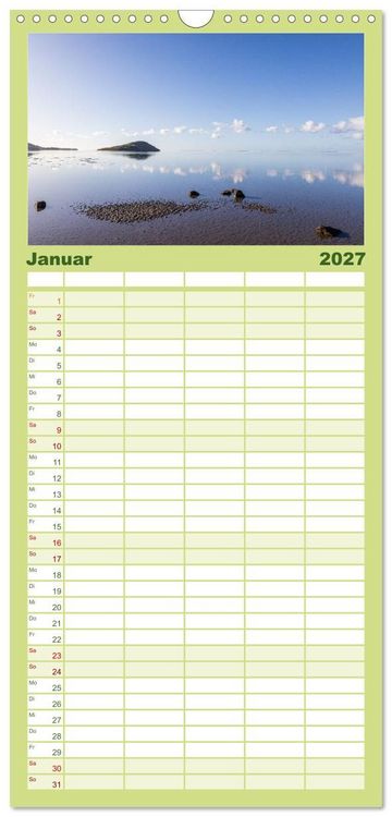 Produktbild: Familienplaner 2027 - Trauminseln der Welt - Mauritius mit 5 Spalten (Wandkalender, 21 x 45 cm) CALVENDO