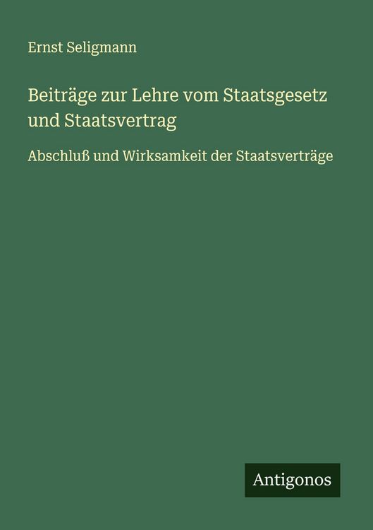 Produktbild: Beitr&auml;ge zur Lehre vom Staatsgesetz und Staatsvertrag
